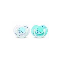 Philips Avent SCF176/18 Confezione da 2 Succhietti Notturni con Tettarelle Ortodontiche, Senza BPA, 0-6 Mesi, Maschio, Colori Assortiti