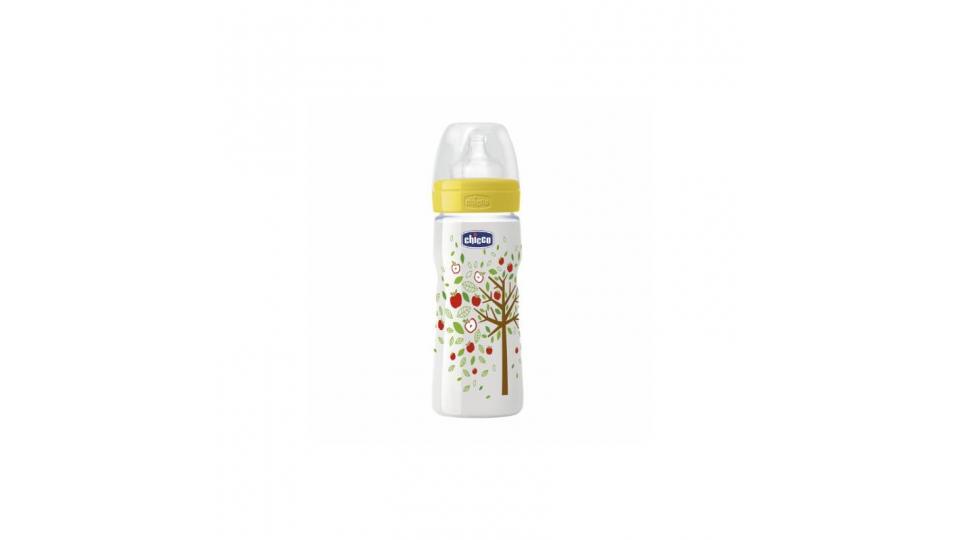 Chicco 707700 Benessere Biberon, Flusso Veloce, Silicone, Bianco/Giallo