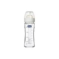 Chicco 00060043000080 Benessere Vetro Biberon Silicone, Flusso Regolare, Bianco