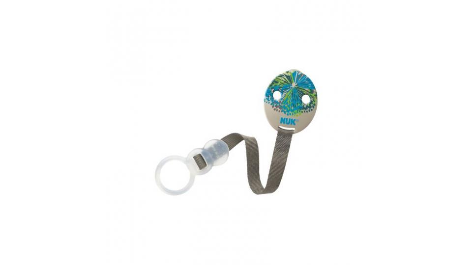 NUK Nastro per succhietto Duo per tutti i succhietti con o senza anello, fissaggio a clip, 1 pz., Blu (blau)