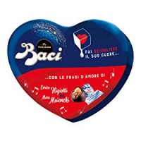 Baci Perugina Autografi d'Amore Cioccolatini Fondenti Ripieni al Gianduia e Nocciola Intera - Scatola Cuore in Latta