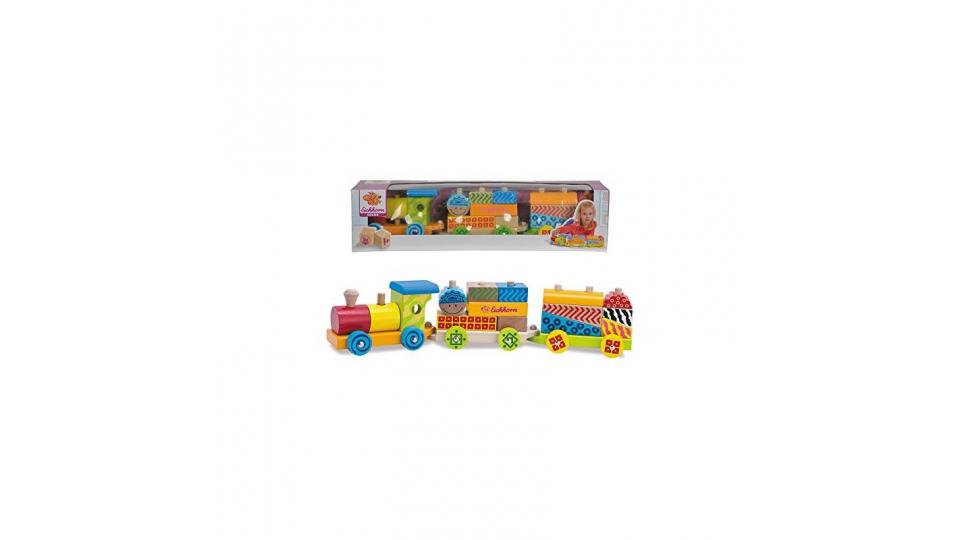 Eichhorn 100002223 - Set treno in legno 20 pezzi, incl. 17 mattoncini