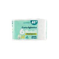 6 ROTOLI CARTA IGIENICA PROFUMATA 3 VELI 1440 STRAPPI U! Confronta & Risparmia
