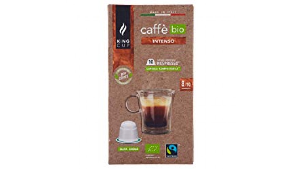 10 CAPSULE COMPOSTABILI CAFFE' BIO INTENSO Compatibili Nespresso