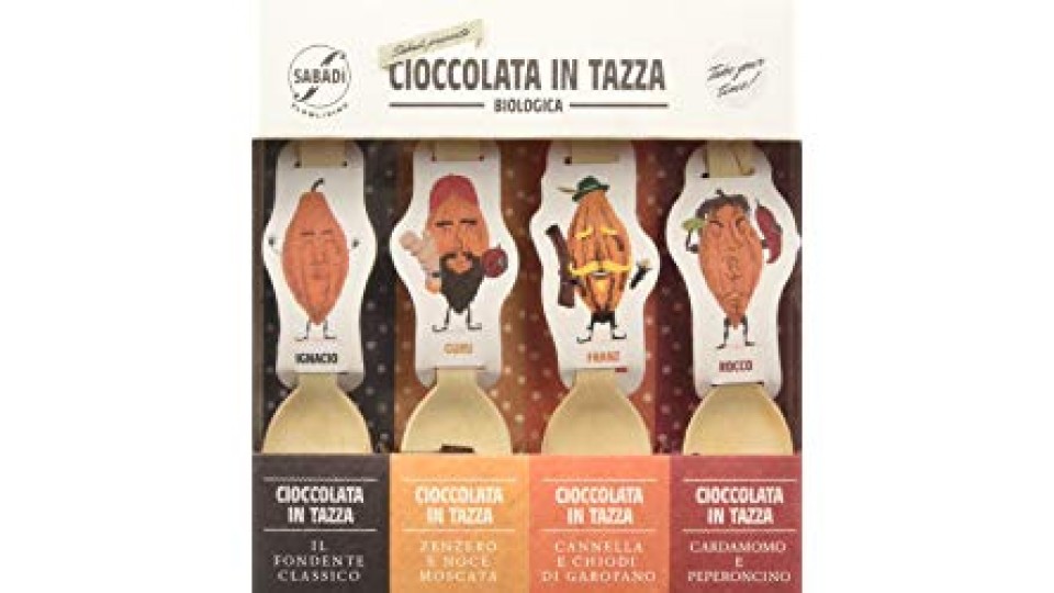 Sabadì Cioccolata in Tazza Bio con Cucchiaio, Confezione Regalo Assortita