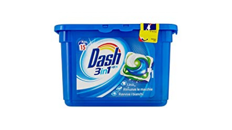 Dash Pods 15 Caps Regolare Detersivo Lavatrice in Monodosi
