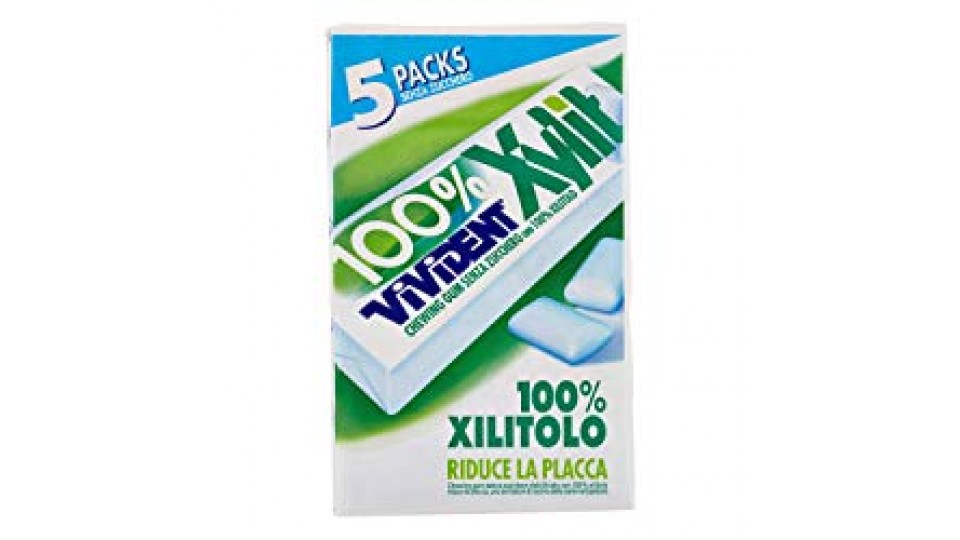 Vivident Xylit 100% Xilitolo, chewing gum - [Confezione da 5 Stick]