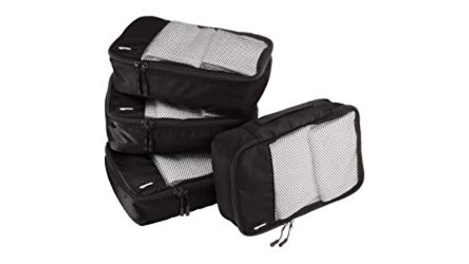 AmazonBasics ZH1509006, Set da 4 cubi organizzatori , Nero, Piccola