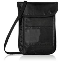 AmazonBasics - Borsello da viaggio con protezione RFID, da portare al collo - Nero
