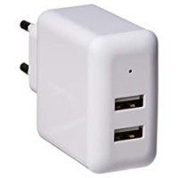 AmazonBasics - Caricabatterie da parete a 2 porte USB (2,4 A) - Bianco