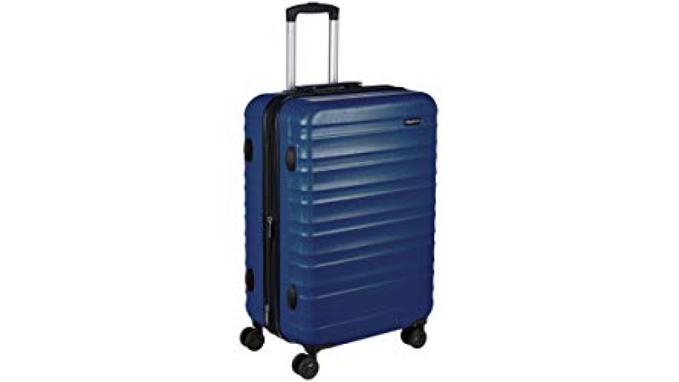 AmazonBasics - Valigia Trolley rigido con rotelle girevoli, 68 cm, Blu scuro