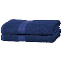 AmazonBasics - Set di 2 asciugamani da bagno che non sbiadiscono, colore Blu Reale