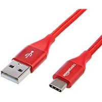 AmazonBasics - Cavo da USB 2.0 di tipo A, maschio, in nylon a doppio intreccio | 1,8 m, Rosso