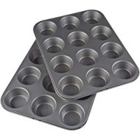 AmazonBasics - Teglia antiaderente per muffin, in acciaio al carbonio, confezione da 2