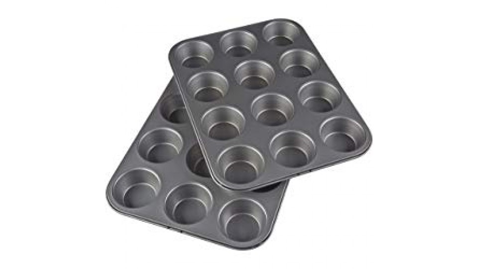AmazonBasics - Teglia antiaderente per muffin, in acciaio al carbonio, confezione da 2