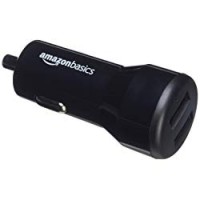 AmazonBasics - Caricabatterie per auto 4.8 A/24 W 2 porte USB per dispositivi Apple e Android, Nero
