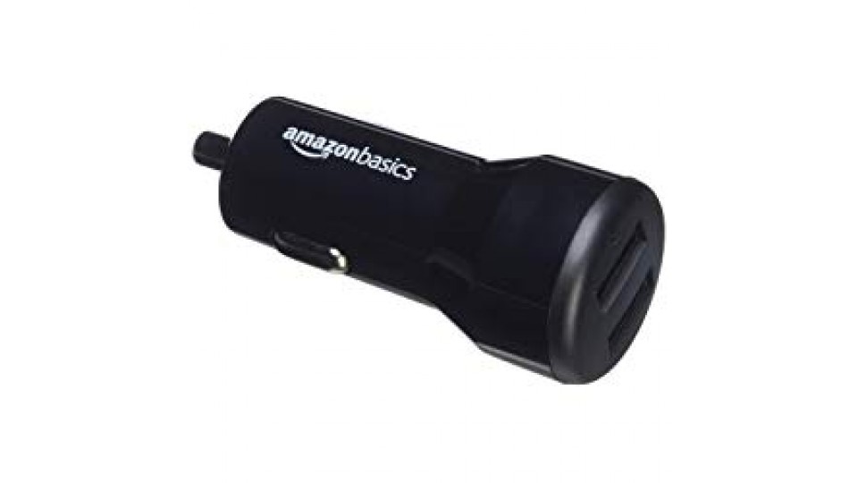 AmazonBasics - Caricabatterie per auto 4.8 A/24 W 2 porte USB per dispositivi Apple e Android, Nero