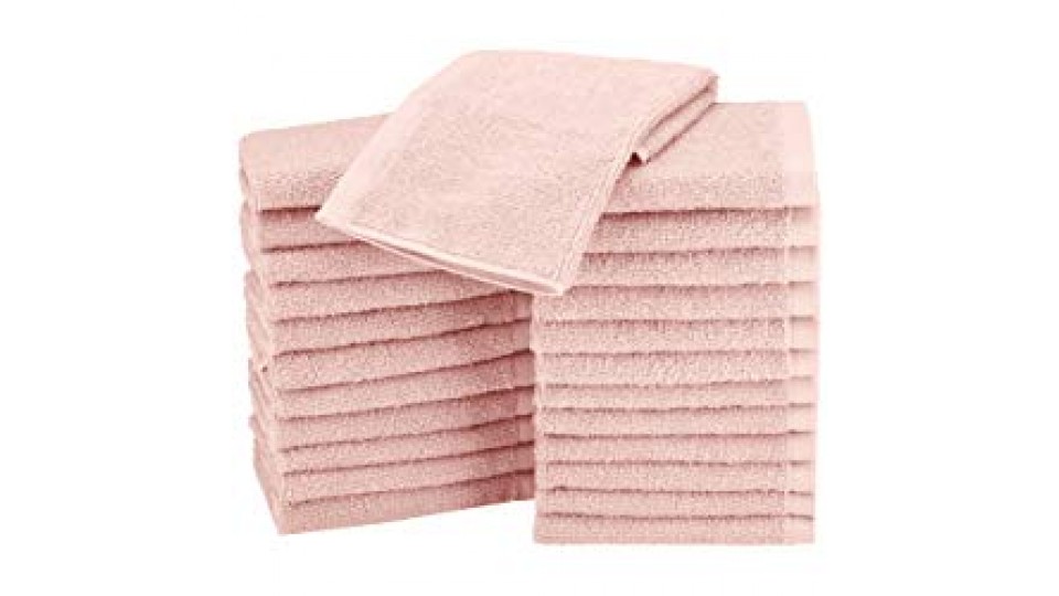 AmazonBasics - Asciugamani in cotone, confezione da 24, Rosa Petalo