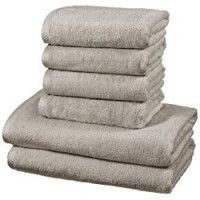 AmazonBasics - Set di asciugamani ad asciugatura rapida, 2 pezzi, 2 teli bagno + 4 asciugamani - Platino