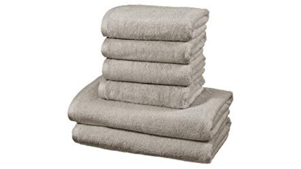 AmazonBasics - Set di asciugamani ad asciugatura rapida, 2 pezzi, 2 teli bagno + 4 asciugamani - Platino