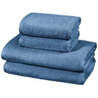 AmazonBasics - Set di asciugamani ad asciugatura rapida, 2 pezzi, 2 teli bagno + 2 asciugamani - Blu Lago