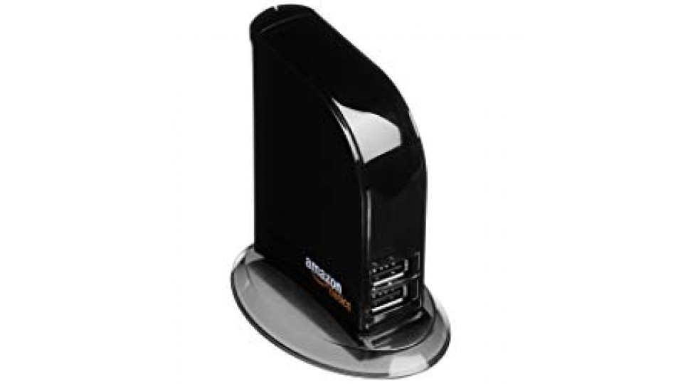 AmazonBasics - Hub USB 2.0 a 7 porte, con alimentatore da 5V e