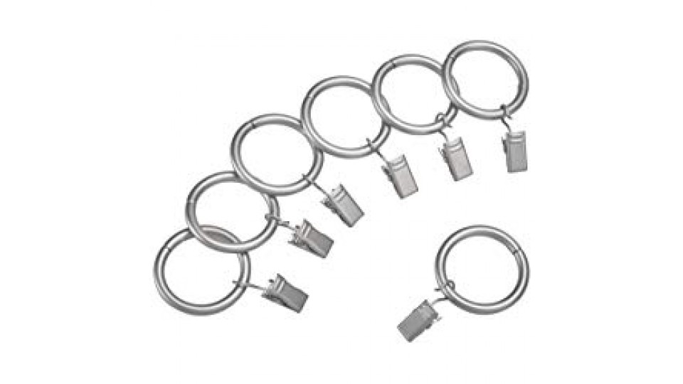 AmazonBasics - Occhielli a clip per tende, 2,54 cm, set di 7, Nichel