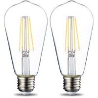 AmazonBasics Lampadina LED E27 Vintage Edison, ST64, 64, 7W (equivalenti a 60W), Filamento - Pacco da 2