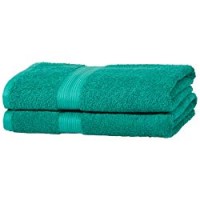 AmazonBasics - Set di 2 asciugamani da bagno che non sbiadiscono, colore Verde Turchese