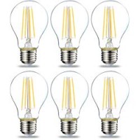 AmazonBasics Lampadina LED E27 a Filamento, 7W (equivalenti a 60W), Luce Bianca Calda - Pacco da 6