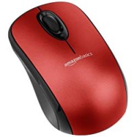 AmazonBasics - Mouse ottico senza fili con microricevitore, Rosso