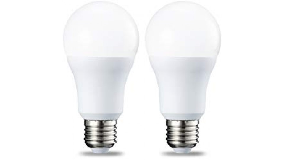 AmazonBasics Lampadina LED E27, 10.5W (equivalenti a 75W), Luce Bianca Calda, Dimmerabile - Pacco da 2