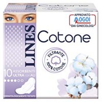 10 ASSORBENTI ULTRA CON ALI 100% COTONE Lines