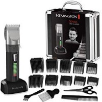 Remington Tagliacapelli con Lama in Ceramica, 10 Pettini Regolatori (3-40 mm), Leva per Regolare il Taglio (0,8-2mm), Autonomia 50 min., Rete/Ricaricabile, Nero/Grigio, HC5810