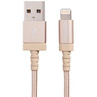 AmazonBasics - Cavo USB-Lightning con guaina in nylon intrecciato, certificato Apple, 1,8 m, oro