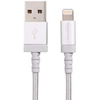 AmazonBasics - Cavo USB-Lightning con guaina in nylon intrecciato, certificato Apple, 1,8 m, argento