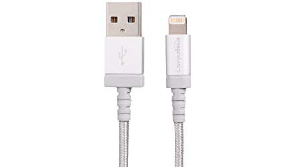 AmazonBasics - Cavo USB-Lightning con guaina in nylon intrecciato, certificato Apple, 1,8 m, argento