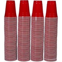 AmazonBasics - Bicchieri di plastica, monouso, capacità: 473 ml, confezione da 240, Rosso