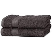 AmazonBasics - Set di 2 asciugamani per le mani che non sbiadiscono, colore Nero