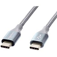 AmazonBasics - Cavo da USB C a USB di tipo C 2.0, in nylon a doppio intreccio | 1,8 m, Grigio scuro