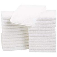 AmazonBasics - Asciugamani in cotone, confezione da 24, Bianco