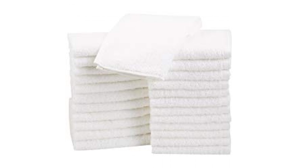 AmazonBasics - Asciugamani in cotone, confezione da 24, Bianco