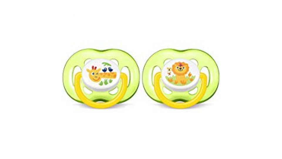 Philips Avent SCF186/23 Confezione da 2 Succhietti, Giraffa e Leone