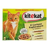 Kitekat il Curioso Esploratore in Gelatina con Carni Bianche, Pollo, Anatra, Tacchino - 12 bustine da