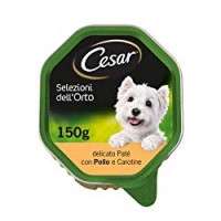 Cesar Selezioni dell'Orto Cibo per Cane, Delicato Paté con Pollo e Carotine 150 g