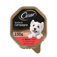 Cesar Ricette di Campagna Cibo per Cane con Manzo, Pasta e Carote 150 g