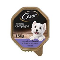 Cesar Ricette di Campagna Cibo per Cane con Delicato Agnello e Piselli in Una Salsa di Erbe 150 g