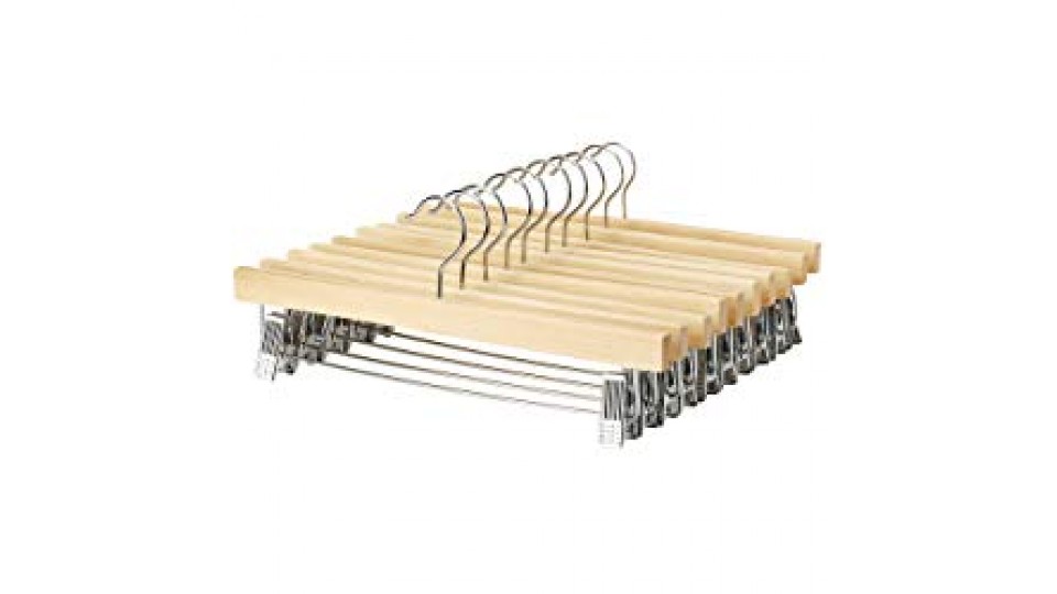 AmazonBasics, Appendiabiti in legno, con pinze, Confezione da 10