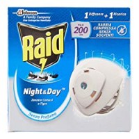 Raid Insetticida/diffusore elettrico a sabbia compresso Zanzariera e/Zanzare tigri/Mosche ricarica Night/Day