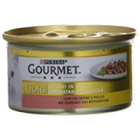 Gourmet Gold Alimento per il Gatto Dadini in Salsa con Manzo, con Salmone e Pollo, con Pollo e Fegato, Confezione da 24 Pezzi x 85 g